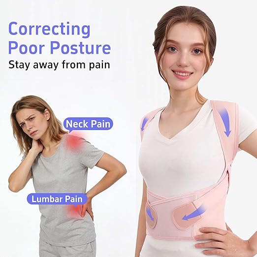 Back Brace Posture Corrector for Women And Men Support Straightener Scoliosis Upper Highest Rated Hunchback Thoracic Device Straps Upright Full Shoulder Fixer Body Poster Trainer Pink Medium