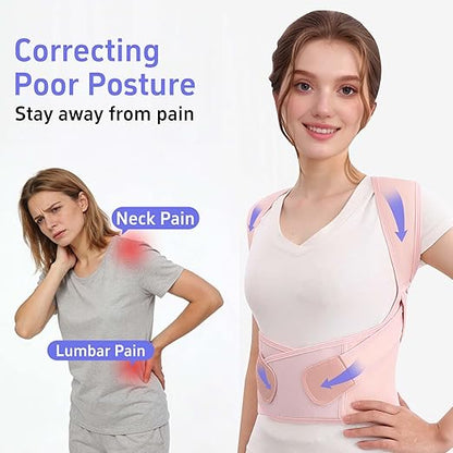 Back Brace Posture Corrector for Women And Men Support Straightener Scoliosis Upper Highest Rated Hunchback Thoracic Device Straps Upright Full Shoulder Fixer Body Poster Trainer Pink X-Large