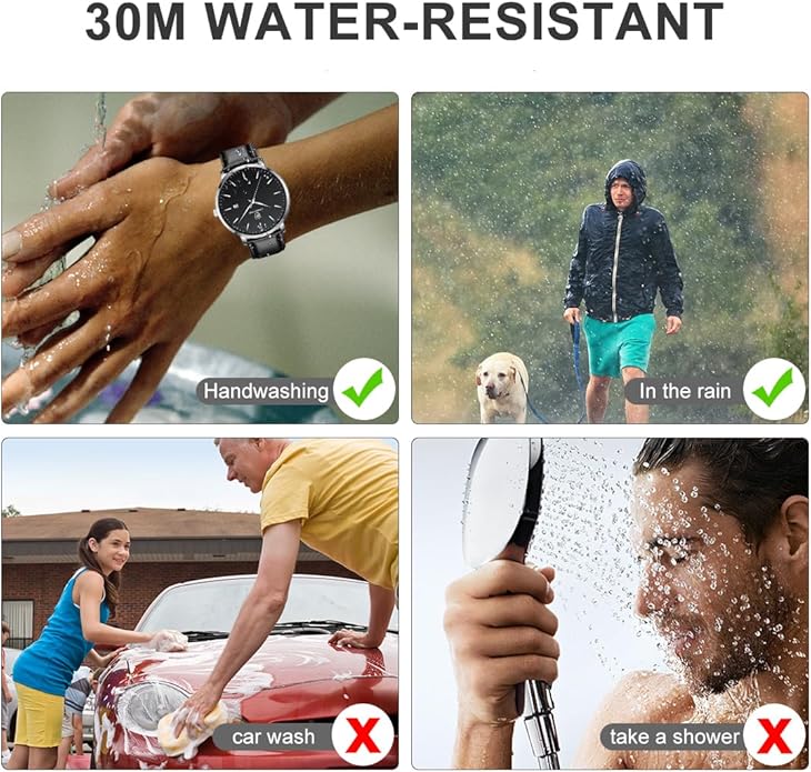 CHEETAH Minimalist Waterproof Quartz Watches for Men with Leather Strap, Auto Date