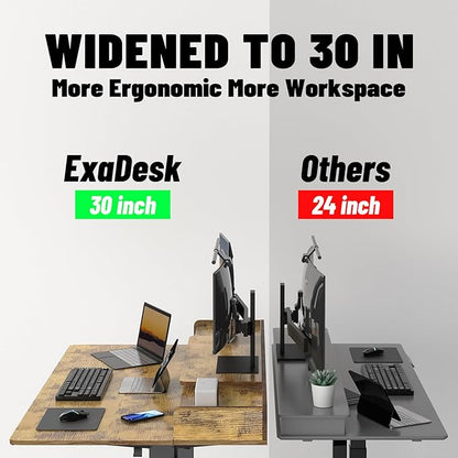 55 x 30 Inch Standing Desk with 2 Drawers, Adjustable Height Widened Stand Up Desk with Storage, Sit to Stand Ergonomic Workstation for Home Office, Rustic Brown