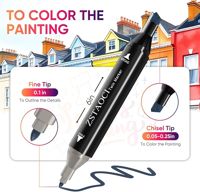 204 Colors Alcohol Markers, Art Markers for Kids Adults Artists Coloring Book Painting Sketching, Dual Tip Drawing Marker Set Perfect for Boys Girls Students Gift (204)