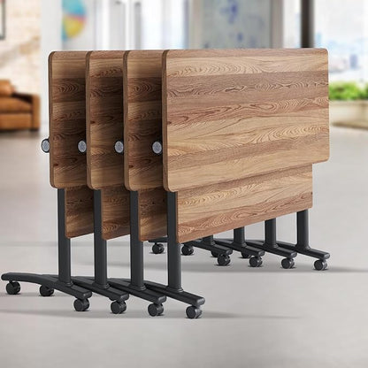 Conference Room Table, Folding Conference Table with Flip-Top Design, Mobile Seminars Dynamic Meetings Training Tables for Offices, Classrooms, and Meeting Room (4, XHT1619, 55.1)