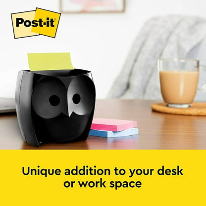 Post-it Owl Note Dispenser, Includes 1 Pad of Post-it 3 in X 3 in Super Sticky Dispenser Pop-up Notes, 45 Sheets (OWL-330-BK)