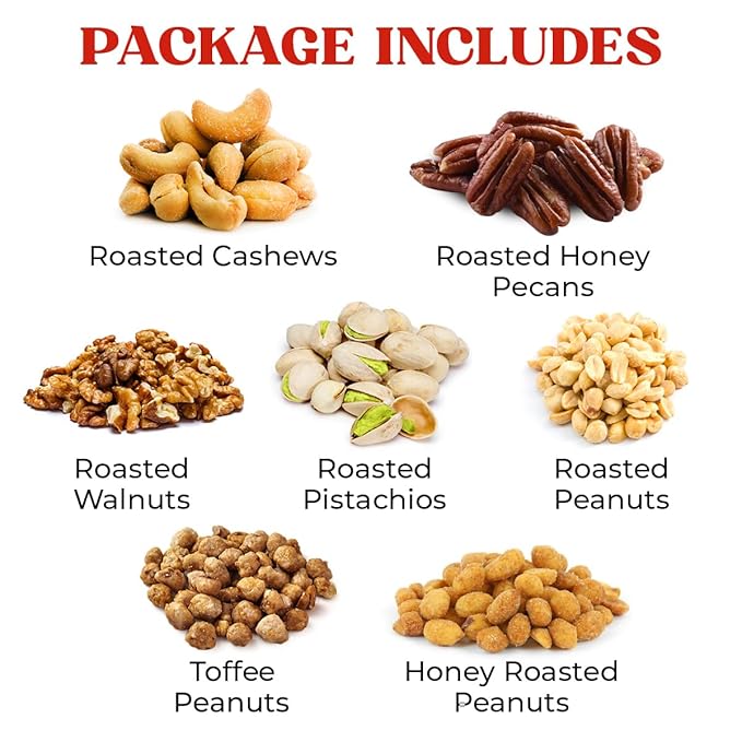 Nuts gift Basket - Delicious Mixed Cravings Gourmet Collection, Features 7 Sectional Platter with Freshly Roasted Nuts.