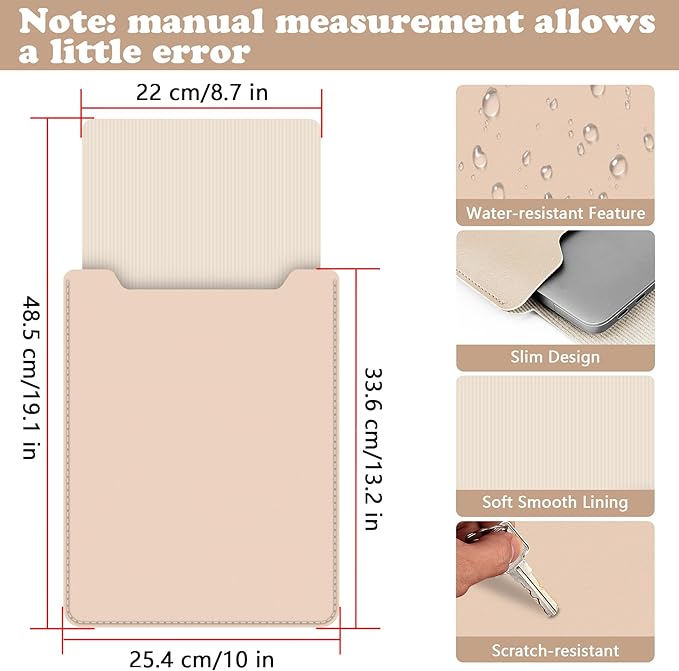 BVYA 12-13.3" Laptop Sleeve, PU Leather Laptop Case Compatible with MacBook Air 13 2018-2022 (M2 A2681 M1 A2337), Compatible with MacBook Pro 13 2016-2022 (M2 A2686 M1 A2338 A2251 A2289 A2159)
