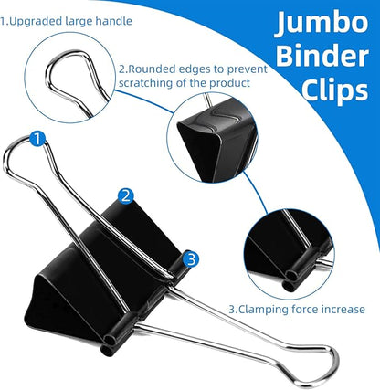 Jumbo Binder Clips 3 inch,75mm Width,10 Pack Extra Large Binder Clips for Office,School and Home Organization,Black