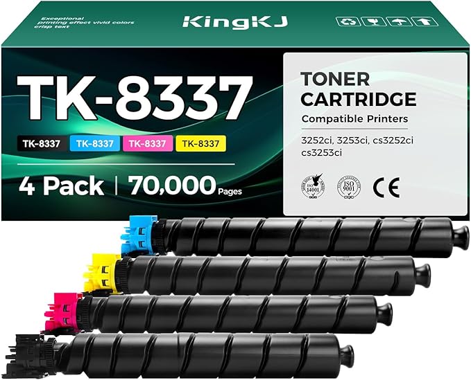 TK-8337 TK8337 Toner Cartridge 4-Pack High Capacity Replacement for Replacement for Kyocera TK-8337 Compatible with TASKalfa 3252ci 3253ci cs3252ci cs3253ci Laser Printers (Black Cyan Magenta Yellow)