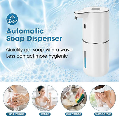 2 Pack Automatic Soap Dispenser,Upgraded 2025 Automatic Liquid Soap Dispenser Touchless,12.8oz USB Rechargeabled Wall Mounted Smart Soap Dispensers for Bathroom Kitchen(White,P18)
