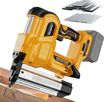 Cordless 2" Brad Nailer Compatible with DeWalt 20V Battery(No Battery), Ecarke 2 in 1 Electric Nail Gun Staple Gun with 18GA Nails/Staples, Battery Power Nail Gun for Trim Wood Crafting Home Carpentry