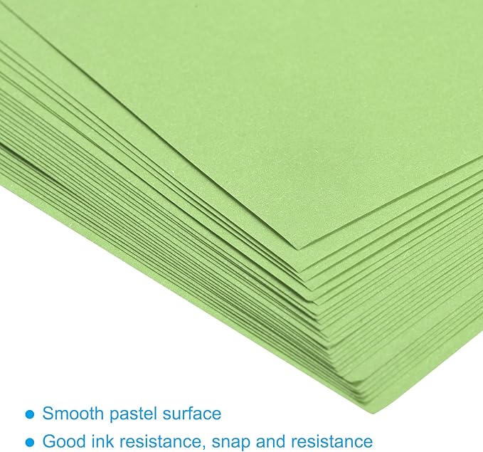 MECCANIXITY 75 Sheets A4 Colored Print Copy Paper 5.8" x 8.3" Origami Paper Printer Paper 80gsm for Printing, Document Copying, Art Craft,Light Green