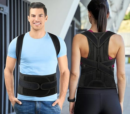 PAZAPO Posture Corrector for Men and Women - Back Brace Full Back Support Straightener for Hunchback - Upper and Lower Lumbar to Relieve,Large(33-37 Inches)