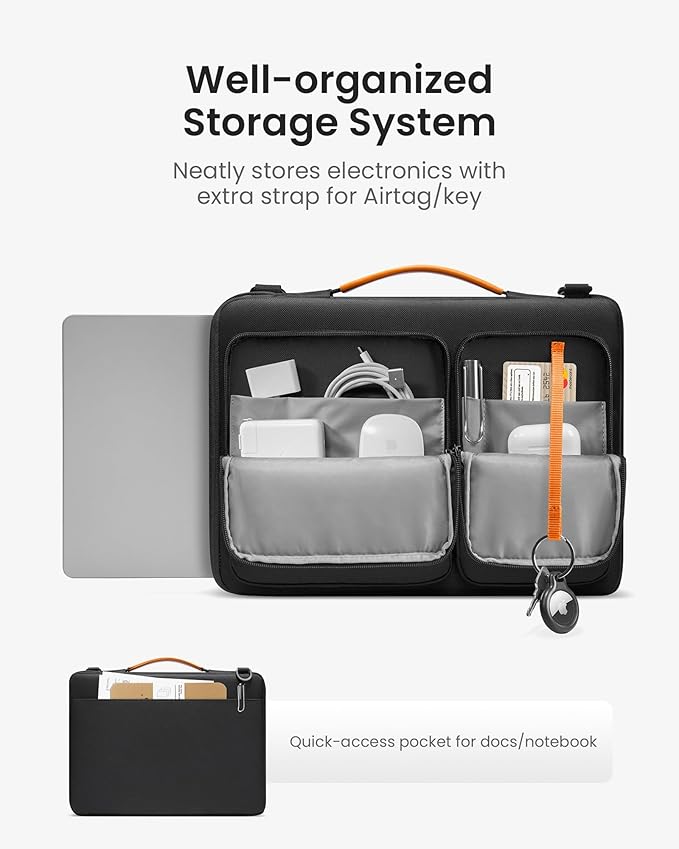 tomtoc Laptop Shoulder Bag for 2025 14 Inch MacBook Pro M5/M4/M3/M2/M1 Pro/Max 2025-2021, 13.5-14.4 Surface Laptop 7/6/Studio 2, Surface Book 3, 360 Protective Case Fit Asus VivoBook
