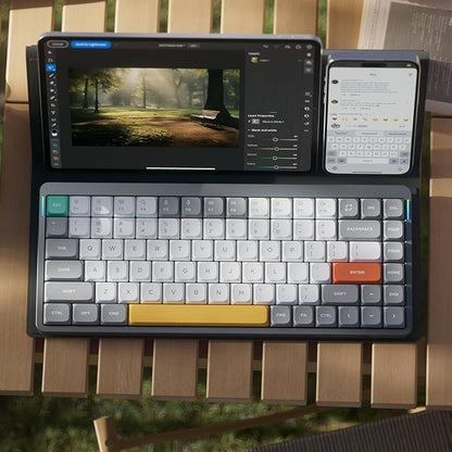 nuphy Air75 V2 Portable 75% Mechanical Keyboard,Wireless Keyboard,Supports Bluetooth/2.4G/USB-C RGB Gaming Keyboards,Compatible with Windows/Mac OS/Linux Systems Grey-Gateron Moss Switch