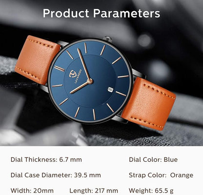 BEN NEVIS Watch, Mens Watch, Minimalist Fashion Simple Wrist Watch Analog Date with Leather Strap
