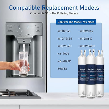 K004 Compatible for 4396841 Refrigerator Ice and Water Filter, EDR3RXD1, KAD3RXD1, WHR3RXD1,P1WB2L, 4396841, 4396710, Filter 3, 46-9083,46-9030, 9030, 9083 Refrigerator Water Filter (3)