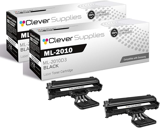 CS Replacement Toner Cartridge Compatible with Samsung ML-2010 ML-2010D3 Black ML Printers ML-2010 ML-2510 ML-2570 ML-2571N Toner Cartridge 2 Pack
