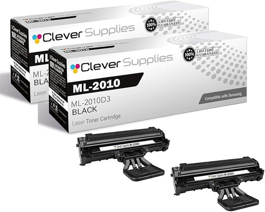 CS Replacement Toner Cartridge Compatible with Samsung ML-2010 ML-2010D3 Black ML Printers ML-2010 ML-2510 ML-2570 ML-2571N Toner Cartridge 2 Pack