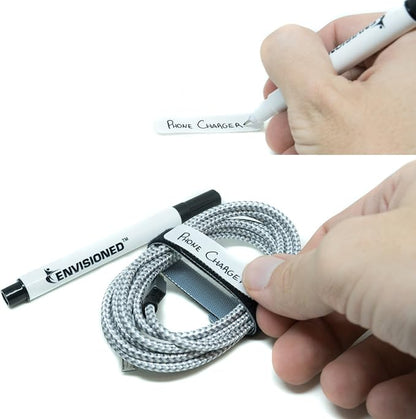 16ft x 1/2 inch Hook Loop Cable Ties Roll | ENVISIONED Multipurpose Fastening Reusable Straps | Cut-to-Length Self Gripping Fastener | Cable Management Tape (Black)
