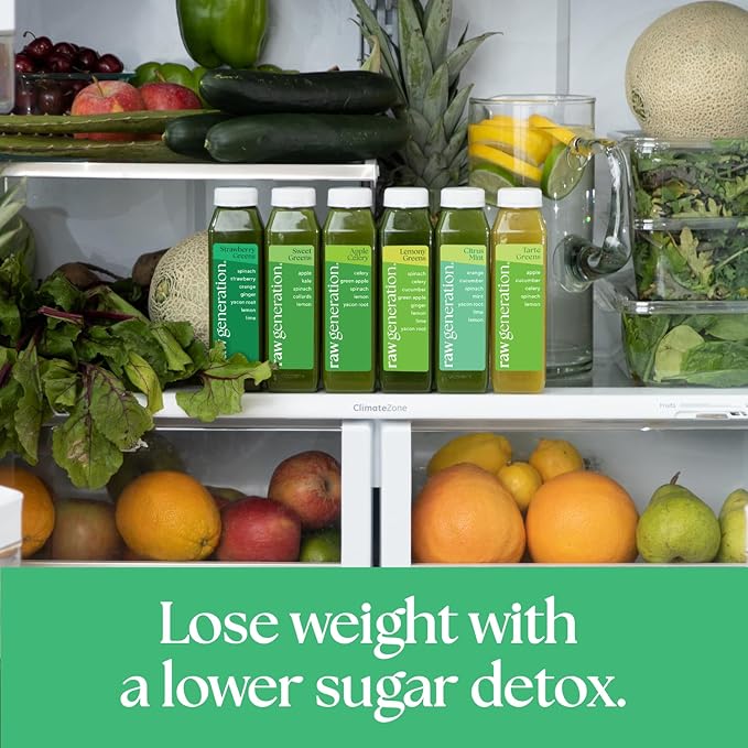 Raw Generation Deep Detox Cleanse – 3-Day Juice Cleanse with 60% Less Sugar for Weight Loss, Energy, Clearer Skin & Gut Health – 18 Chlorophyll-Packed Juices to Detox Your Body and Reset Your Diet (Assortment May Vary)