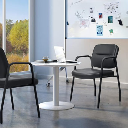 JUMMICO Office Guest Chair Reception Chair for Office Reception Lobby PU Leather Waiting Room Chair with Armrests Executive Office Chair Upholstered Set of 2