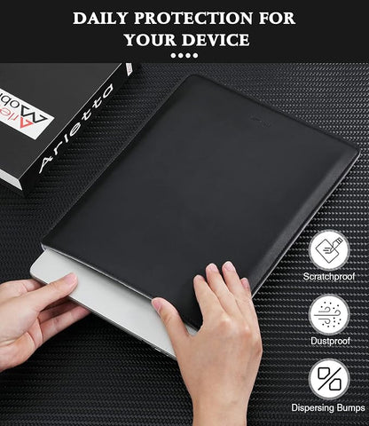 Moko Laptop Sleeve Compatible with New MacBook Pro 14 Inch M3/M2/M1 2023/2022/2021, Slim Stylish Laptop Bag Made of PU Leather, Fliz Sleeve Case, Carry Bag for 14 Inch MacBook, Black