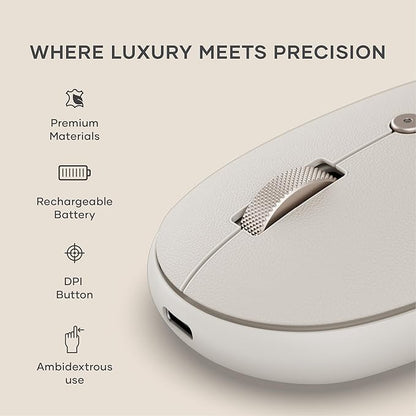 Satechi OntheGo Bluetooth Mouse with USB C Rechargeable Battery, Connect up 3 Devices, Compact and Portable Wireless Mouse for Laptop, Computer, Tablet – Sand