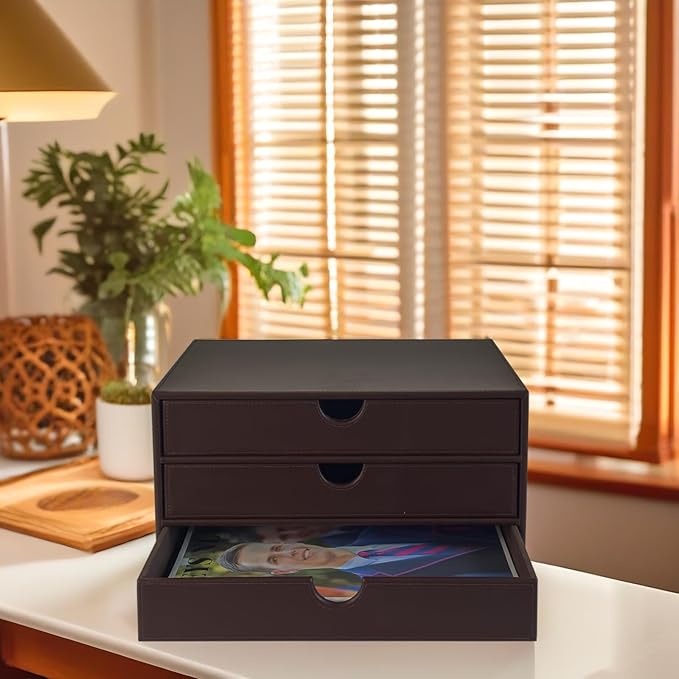 UnionBasic Document Organizer, 3-Drawer File Cabinet Document Storage Box, Office Desktop Filing Organizer, Port Royale
