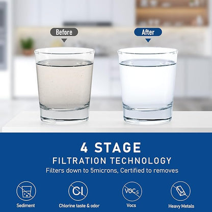 4 Stage Cooler Filter Replacement Kit, Compatible With Brio "UVF4" Models, Replacement for Brio MIB400PKUF Filter, NSF Certified