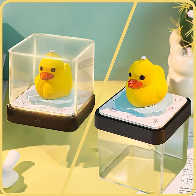 3D Time Piece Calendar 2026 DIY Tear Away Carving Art 3D Memo Pad With LED Lights sculpture artsy pads calendar notepad Desktop Decor-Yellow Duck