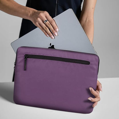 Incase Compact Laptop Sleeve with Flight Nylon - 16 Inch MacBook Pro and Laptop Case – Slim Computer Sleeve with Faux Fur Lining, Front Accessory Pocket with Zipper - Nordic Mauve