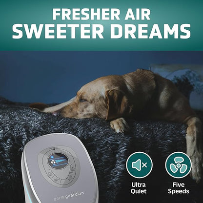 GermGuardian Air Purifier with Genuine HEPA 13 Pet Pure Filter, Removes 99.97% of Pollutants, Covers Large Rooms up to 915 Sq. ft. in 1 Hour, UV-C Light Helps Reduce Germs, 28", White, AC5250WPT