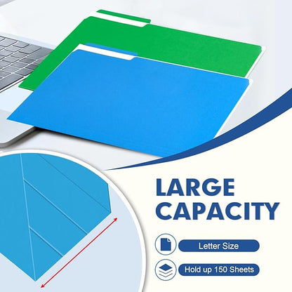 File Folder, PANDRI 170 Pack Colored File Folder, 1/3 Cut Tabs, Letter Size, Assorted 6 Colors Filing Folder for Office School Business