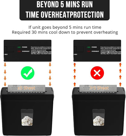 Paper Shredder for Home Use,5 Sheets Small Cross Cut Paper Shredder,P-4 Security Level with 2.38-Gallon Basket, 4-Mode Design-Durable & Fast and Jam Proof for Home Office Utilization
