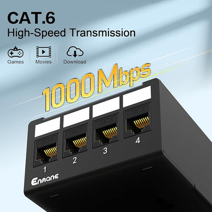4 Port Patch Panel CAT6 Keystone Patch Panel (EC Listed) UTP Network for Home/Office (1U 4Port, CAT6)