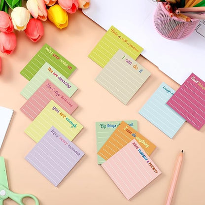 Yinder 24 Pcs Inspirational Sticky Notes Christmas Stocking Stuffers Motivational Sticky Notes Pad Employee Appreciation Gift Bulk for Teacher Nurse Coworker Office 3 x 3'' (Inspire,Macaron)