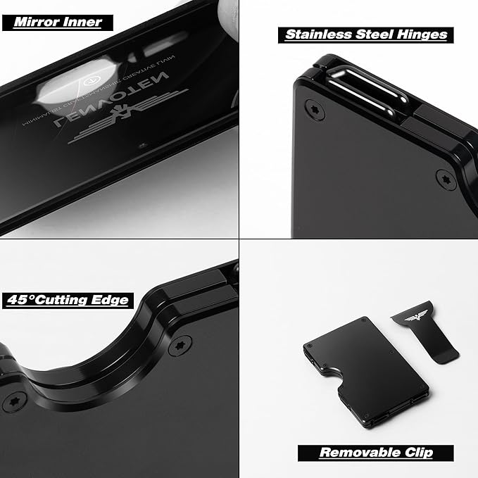 Upgraded Hinged Minimalist Wallet for Men | Slim Metal RFID Blocking Wallet | Credit Card Holder & Money Clip Holds 20 Cards | Premium Scratch-Resistant Finish | Ideal Gift for Men