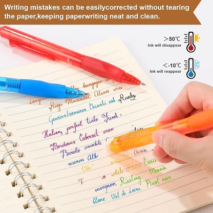 USUAL 0.5mm 8 Color Erasable Gel Pens,Make Mistakes Disappear Colored Pens,Fine Point Retractable Erasable Gel Pens for Writing,Drawing,Office,Plannen,School Supplies