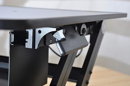 Rocelco 37.5" Deluxe Height Adjustable Standing Desk Converter - Quick Sit Stand Up Dual Monitor Riser - Gas Spring Assist Computer Workstation - Large Retractable Keyboard Tray - Black (R DADRB)
