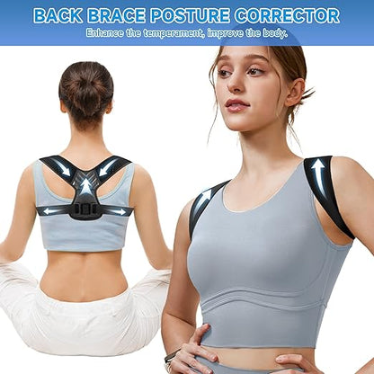 Posture Corrector for Women and Men, Adjustable Shoulder Brace Back Support for Men, Upper Back Brace for Women, Shoulder Straightener Neck Posture Corrector, Black M