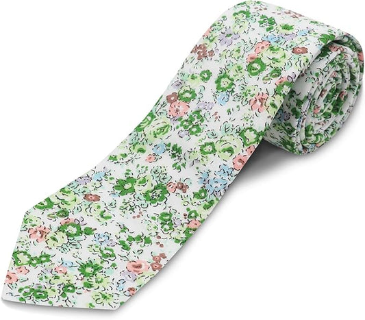 Cotton Floral Ties for Men 2.76" Men's Skinny Tie Linen Flower Printed Neck Tie for Wedding Dating Party