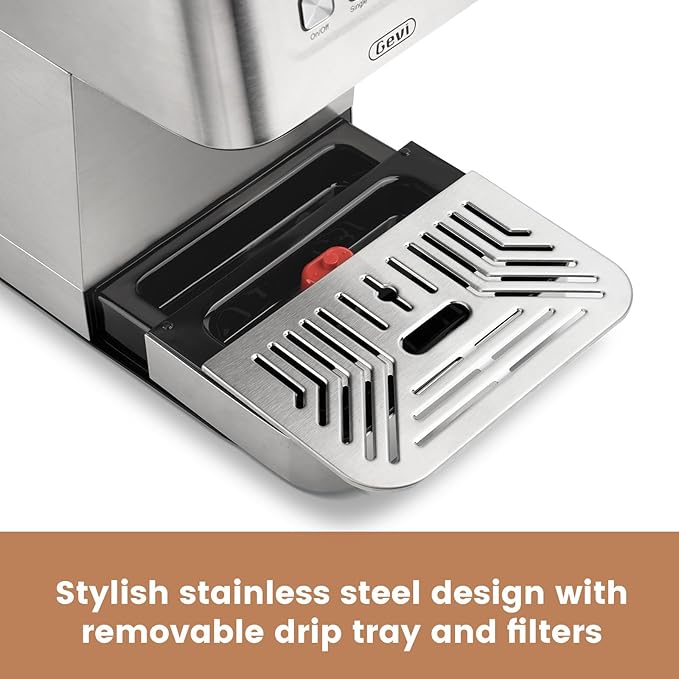 Gevi Espresso Machine with Milk Frother, 20 Bar Espresso Maker for Home with Stainless Steel Exterior,Compact Espresso Machine with 58mm Professional Portafilter for Cappuccino, Latte, Silver