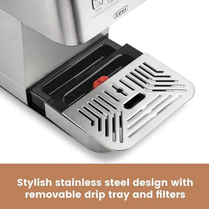 Gevi Espresso Machine with Milk Frother, 20 Bar Espresso Maker for Home with Stainless Steel Exterior,Compact Espresso Machine with 58mm Professional Portafilter for Cappuccino, Latte, Silver
