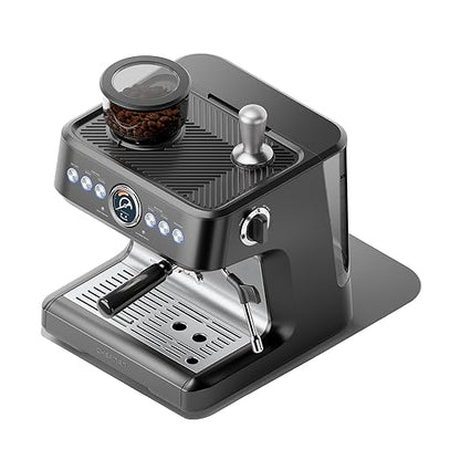 Chefman Crema Deluxe Espresso Machine with Double Boiler, Use Milk Frother and Brew Espresso Simultaneously, Professional Coffee Maker with Coffee Grinder and Steam Wand, 30 Grind Settings