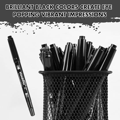cloudriver Ultra Fine Permanent Markers, 60 Bulk Pack Twin Tip Black Permanent Marker Set, Waterproof and Quick Drying