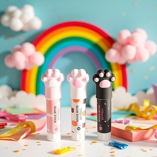 3Pcs Random Color Cat Claw Cute Glue Stick Kawaii Stationery Binding Tool School Office Supplies One Piece Art Glues and Pastes