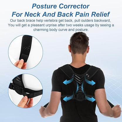 Posture Corrector for Women, Adjustable Back Brace Spine Corrector, Breathable Shoulder Straightener for Posture Support, Relieve Shoulder, Neck & Back Pain