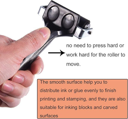2 Pcs Rubber Roller, Hard Rubber Brayer Glue Roller for Construction Tools Printmaking Stamping Wallpaper Gluing Application, 3.8" and 2.2" (Black)