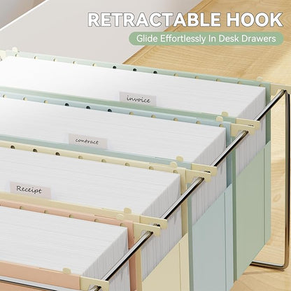 Plastic Legal Size Hanging File Folders Extra Capacity,4" Expanding Pocket,6 Pack Legal Expandable Large Pastel Hanging Folders with Tabs,Heavy Duty Filing Cabinet Folders for Bulky Files