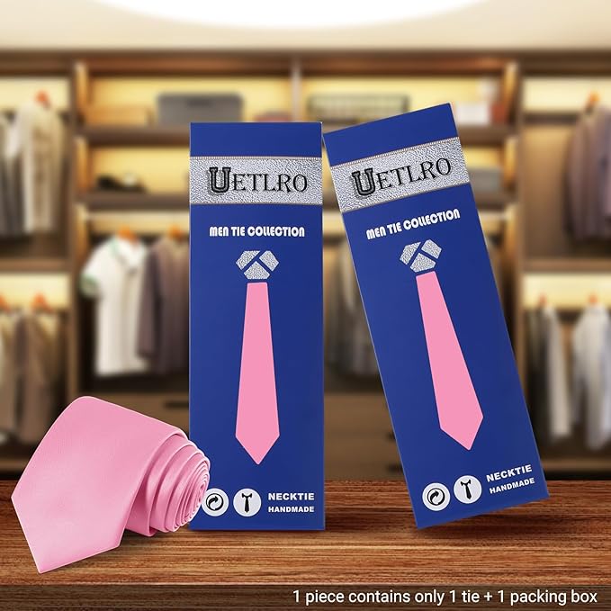 Black Ties For Men Solid Pure Color Formal Neckties 3.15" (8CM) Men's Tie for Business and Wedding with Gift Box