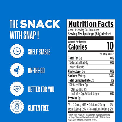 SuckerPunch Classic Dill Pickle Chips, Snack Pack, Gluten Free, Kosher, Sugar Free, Low Calorie, Low Carb, Ready to Eat, on the Go, Non GMO, Keto Friendly, Vegan, 3.4 Oz, Single Serve Pouch (12 Pack)